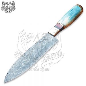 Handmade Damascus Steel 12 Long Aqua Chef Knife