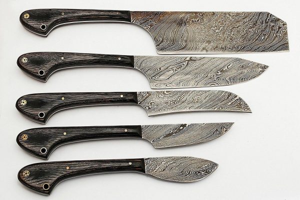 Handmade Damascus Steel Black Dollar Chef Knife Set 5 PCS