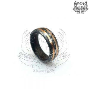 Handmade Damascus Steel Jewelry Ring With Double Golden Inlay Wedding Engagement Gift