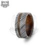 Handmade Damascus Steel Jewelry Ring With Hardwood Inlay