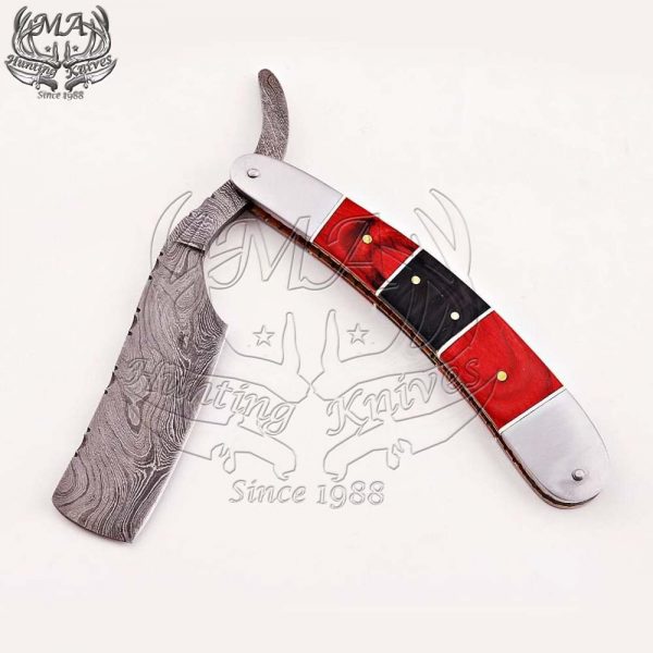 10.5 Handmade Damascus Steel Straight Edge Folding Razor