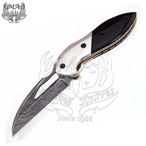 6.5 Handmade Damascus Steel Pocket Folding Knife with Inner Lock FOL-5161