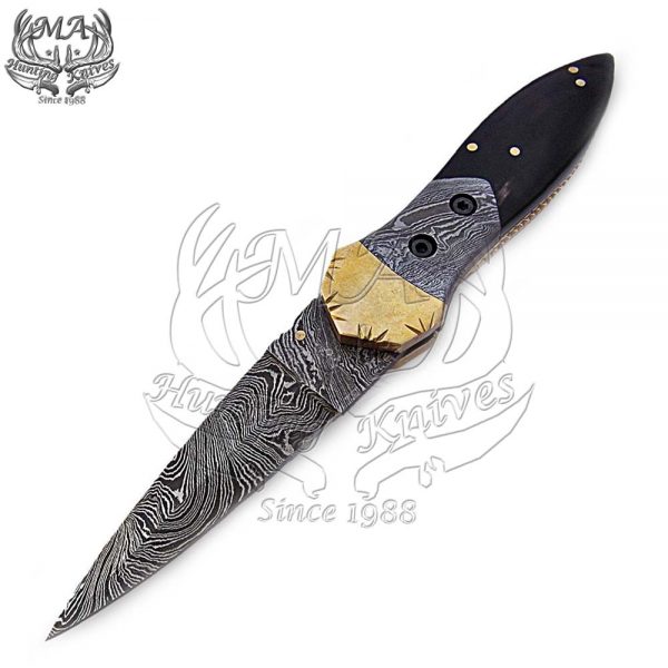 6.5 Handmade Damascus Steel Pocket Folding Knife with Inner Lock FOL-5165