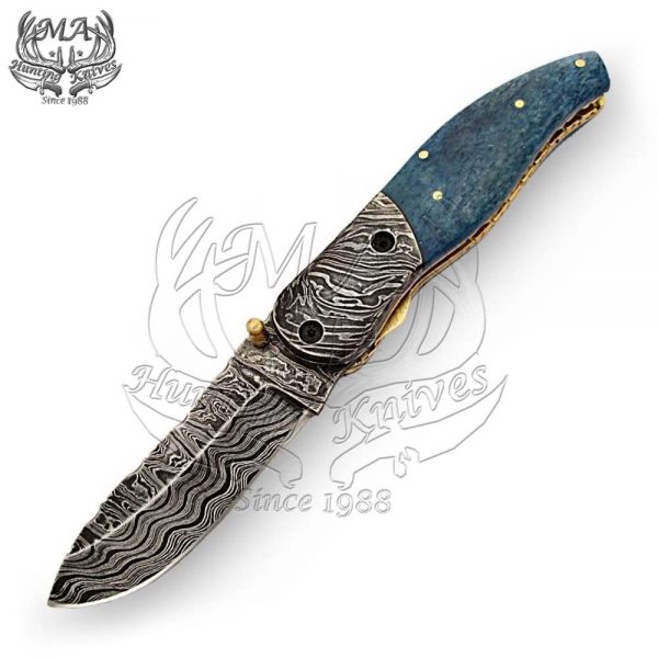 6.5 Handmade Damascus Steel Pocket Folding Knife with Inner Lock FOL-5168