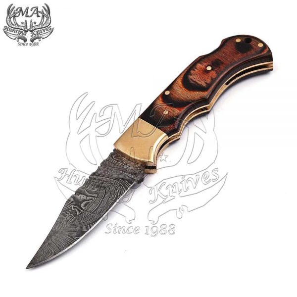 6.5 Handmade Damascus Steel Pocket Folding Knife with Inner Lock FOL-5169