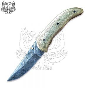 6.5 Handmade Damascus Steel Pocket Folding Knife with Inner Lock FOL-5170