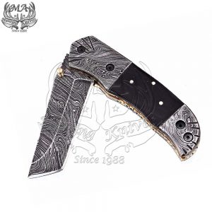 6.5 Handmade Damascus Steel Pocket Folding Knife with Inner Lock FOL-5172