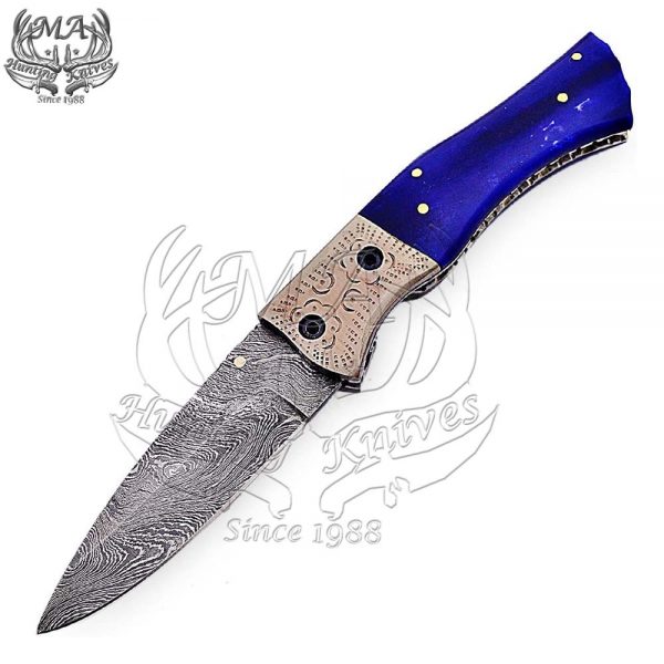 6.5 Handmade Damascus Steel Pocket Folding Knife with Inner Lock FOL-5173