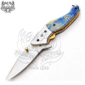 6.5 Handmade Damascus Steel Pocket Folding Knife with Inner Lock FOL-5175