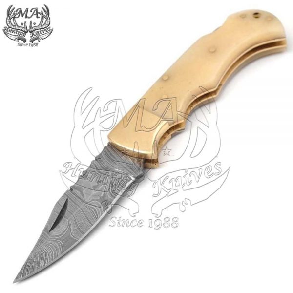 6.5 Handmade Damascus Steel Pocket Folding Knife with Inner Lock FOL-5179