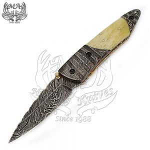 6.50 Handmade Damascus Steel Pocket Folding Knife with Inner Lock FOL-5166