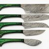 5 PCS Handmade Damascus Steel Green Dollar Chef Knife Set – CKS-5154